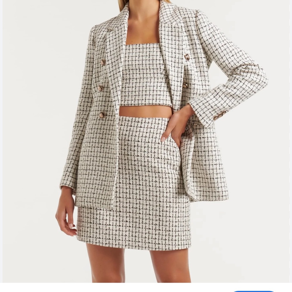 Ever New Tweed Bouclé Blazer - Black and White